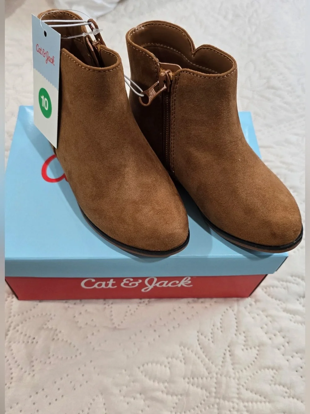 Cat & Jack Penelope Cognac Ankle Boots Kids Size 10 NWT